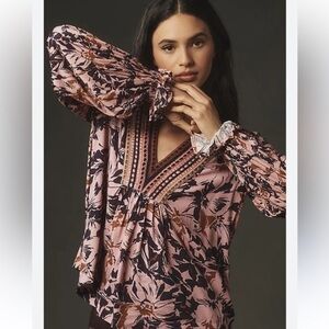 Anthropologie Blank London Embroidered Boho Top size XXS